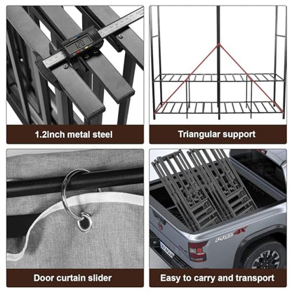 Umeiga Heavy Duty Portable Closet with Cover 1200Ibs Foldable Covered Clothes Rack for Hanging Armoire Wardrobe Closet System Freestanding Coat Storage Garment Racks (150cm/59in Gray) - size: 59" Wide