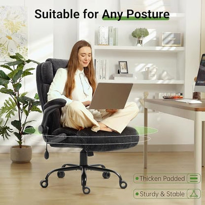 Office Chair, Big and Tall Executive Chair with Air-Lumbar Support, Breathable Desk Computer Chair with Adjustable Flip-up Armrests, Wide Cushion Seat Swivel Home Office Chair - color: Lightblack