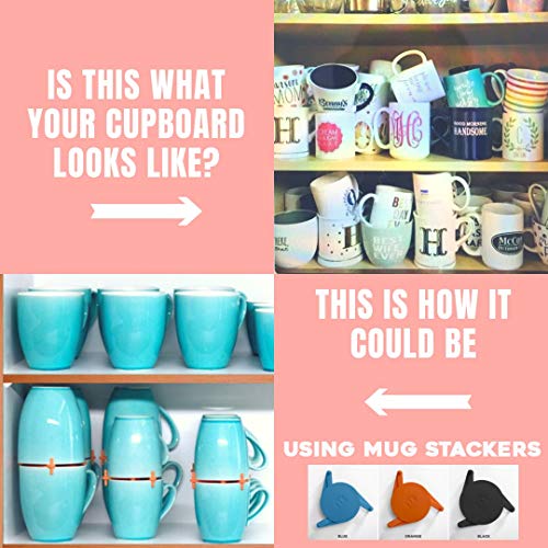 Mug Stackers for Kitchen Cabinets, Coffee Cup Stacker 6-Pack, Blue | Stack Glasses, Gadgets, Individual Stackable Disc, Organize Drinkware in Cupboards, Rv Drinkware Storage - color: Blue