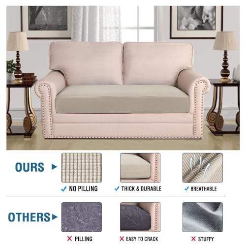 H.VERSAILTEX Super Stretch Individual Seat Cushion Covers Sofa Covers Couch Cushion Covers Slipcover Sets Thick Jacquard Textured Twill Fabric (1 Piece Loveseat Cushion Cover, Island Fossi) - color: Island Fossi, size: 1 Cushion Loveseat