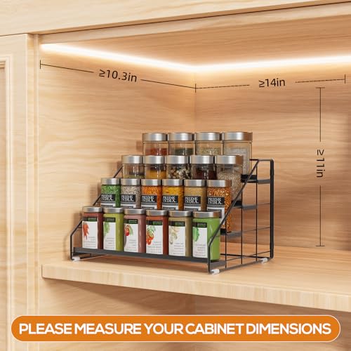 Spice Rack Organizer for Cabinet, 4 Tiered Spice Rack Organizer, Tiered Adjustable Spice Shelf for Kitchen Countertop Organization, Bright Black - color: Bright Black-1Pcs