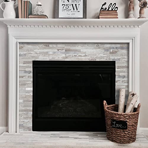 DICOFUN 10-Sheet Peel and Stick Backsplash Tile, Brown Birch PVC Mixed Metal Stick on Backsplash Tiles for Kitchen, 9.4 sq.ft - color: Brown Birch and Metal Silver, size: 10 Sheets, 12’’x12’’x0.12’’