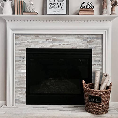 DICOFUN 10-Sheet Peel and Stick Backsplash Tile, Brown Birch PVC Mixed Metal Stick on Backsplash Tiles for Kitchen, 9.4 sq.ft - color: Brown Birch and Metal Silver, size: 10 Sheets, 12’’x12’’x0.12’’