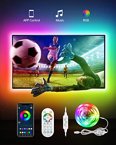 Daymeet LED Strip Lights RGBIC 16.4FT, LED Lights for TV for 55-85 inch TV Led Backlight Rainbow Color Changing Led TV Lights, USB Powered Music Sync Bluetooth APP Control with Remote for Room Bedroom - color: Dreamcolor, size: 16.4FT for 45"-85"TV