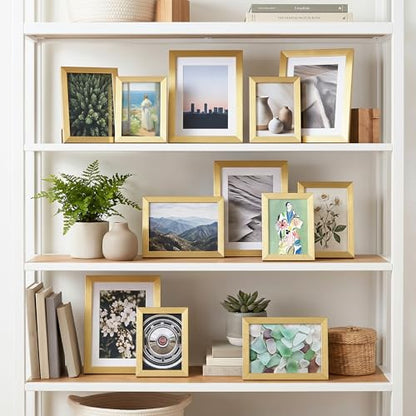 3.5x5 Picture Frame, Wall Mount or Tabletop Photo Frames with Engineered Wood, Gold 10 Pack - color: GD, size: 3.5x5-10PK