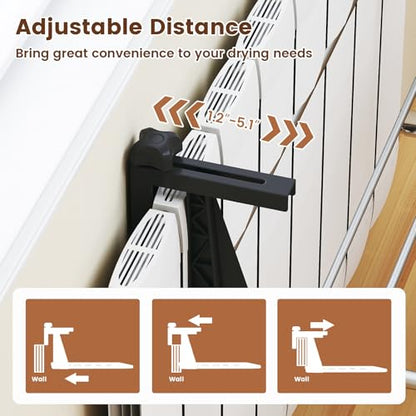 Tangkula Portable Clothes Drying Rack for Indoor & Outdoor Use(Small) | 1.2”-5.1” Adjustable Hook Length for Window sills Radiators Handrails & Guardrails | 2” Hanging Space | Robust Aluminum Frame - size: Small