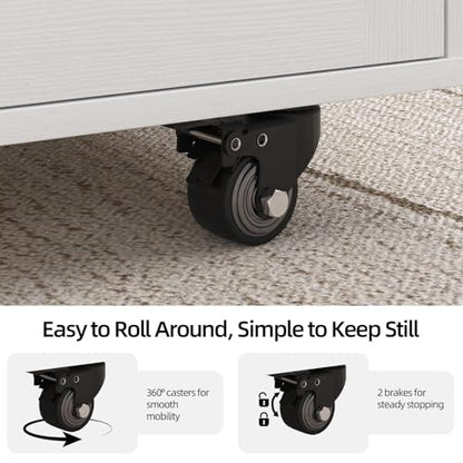 4 EVER WINNER 39" Rolling Kitchen Island with Storage and Drawer, Farmhouse Kitchen Island on Wheels with 3-Tier Spice Rack, Adjustable Shelf & Towel Rack, Mobile Kitchen Cart for Small Space, White - style: WHITE