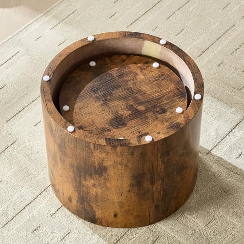 Round Nesting Coffee Table Set of 2 Living Room, No Assembly | Modern Wooden Center Tables, Tea Table for Apartment, Small Circle Accent End Table Set, Dark Brown - color: A-dark Brown