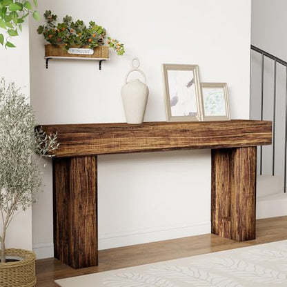 Spaco 63'' Long Console Table,2 Tier Farmhouse Entryway Table Sofa Table with Storage,Wood Behind Couch Table for Living Room, Hallway,Foyer (Dark Brown) - color: Dark Brown (63'')