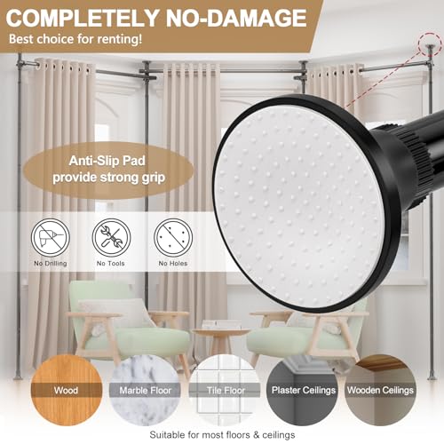 Room Divider Curtain Rod - 4-10ft(H) 28-171inch(W) Adjustable No Drilling Curtain Divider for Room Separation,Heavy Duty Floor to Ceiling Curtain Stand,Wall Divider for Space Separator Partition,Black
