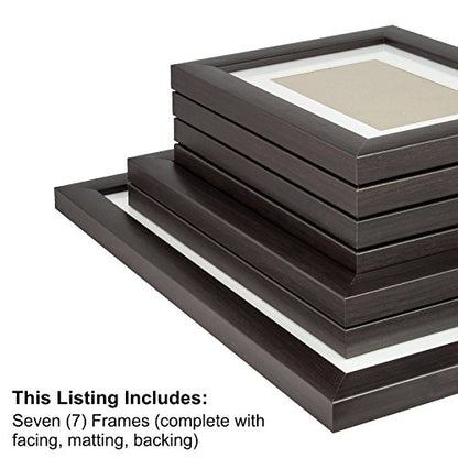 Craig Frames 23247778 Picture Frame 7-Piece Wall Set, Brown Frames, White Display Mats - color: 621FSET01S07Y Brown Frame Set