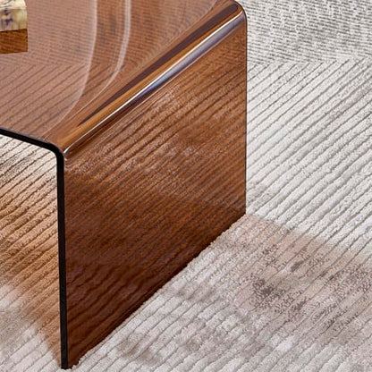 Premium Tempered Glass Coffee Table,Small Modern Coffee Table for Living Room,Match Well with Rug (Brown, 39.4"x19.7"x13.8") - color: Brown