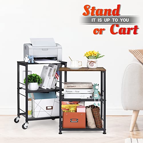LIANTRAL 3 Tier Rolling Cart, Black Kitchen Carts on Wheels with Storage | Multifunctional Utility Cart for Kitchen Bathroom Living Room Bar Office - size: Medium, style: Black