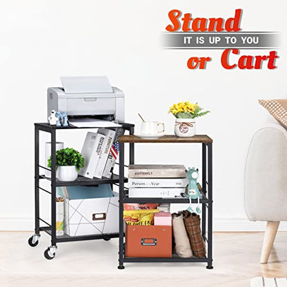 LIANTRAL 3 Tier Rolling Cart, Black Kitchen Carts on Wheels with Storage | Multifunctional Utility Cart for Kitchen Bathroom Living Room Bar Office - size: Medium, style: Black