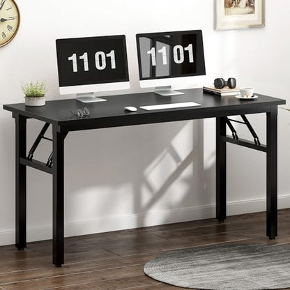 Need Computer Desk Office Desk 47 inches Folding Table with BIFMA Certification Computer Table Workstation No Install Needed, Black Brown | No-Assembly, Sturdy Foldable Desk for Home Office, Bedroom, Dorm Room, Student Study, Collapsible, Wide, Easy Stora