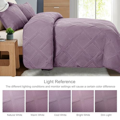 Exclusivo Mezcla Quilt King Size, Dusty Lavender | Soft Bedspreads with 2 Pillow Shams, Modern Striped Pattern, Lightweight Bedding Set Coverlets for All Seasons, 104x96 Inch - color: Dusty Lavender, size: King (104"x96")