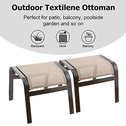 Outdoor Patio Footstools Aluminum Outdoor Ottomans Footrest Small Seating Wicker Furniture Patio Ottoman 2 Pieces Brown - color: 2 Pieces-light Brown