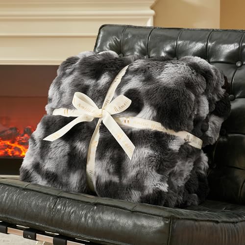 Faux Fur Throw Blanket, Ultra Soft Fuzzy Plush Bubble Blanket for Couch, Bed & Living Room, 60"x80", Tie-dye Black - color: Tie-dye Black, size: 60" x 80"