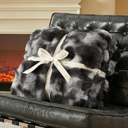Faux Fur Throw Blanket, Ultra Soft Fuzzy Plush Bubble Blanket for Couch, Bed & Living Room, 60"x80", Tie-dye Black - color: Tie-dye Black, size: 60" x 80"