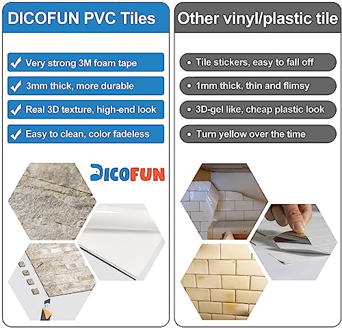 DICOFUN 10-Sheet Peel and Stick Backsplash Wall Tile, PVC Kitchen Backsplash Peel and Stick in Sandstone, 9.4 sq.ft - color: Sandstone and Metal Gold, size: 10 Sheets, 12’’x12’’x0.12’’