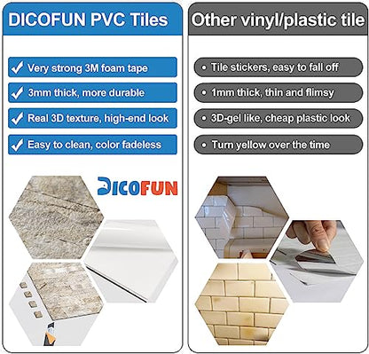 DICOFUN 10-Sheet Peel and Stick Backsplash Wall Tile, PVC Kitchen Backsplash Peel and Stick in Sandstone, 9.4 sq.ft - color: Sandstone and Metal Gold, size: 10 Sheets, 12’’x12’’x0.12’’