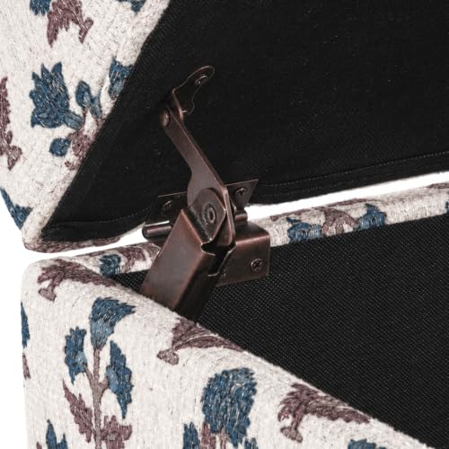 HomePop 22" Medium Rectangular Storage Ottoman - Blue Floral Pattern - color: Blue Floral Pattern