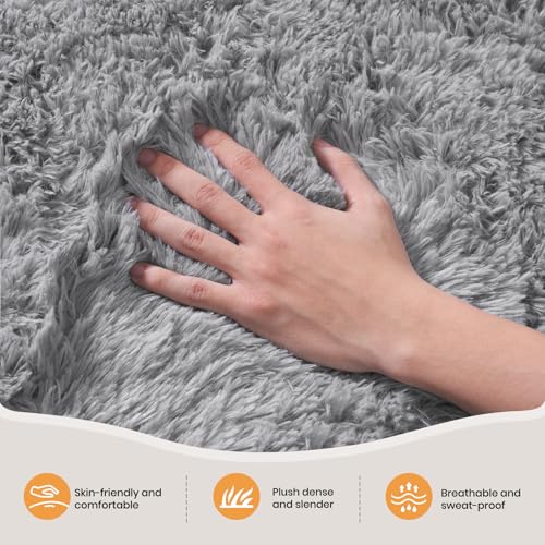 Zentavio Area Rugs for Living Room Light Grey Rugs for Bedroom Large Big 8x10 Carpet Fluffy Furry Soft Shag Aesthetic Plush High Pile Gray Rug for Nursery Kids Room Dorm - color: Light Grey, size: 8' x 10' (Rectangular)
