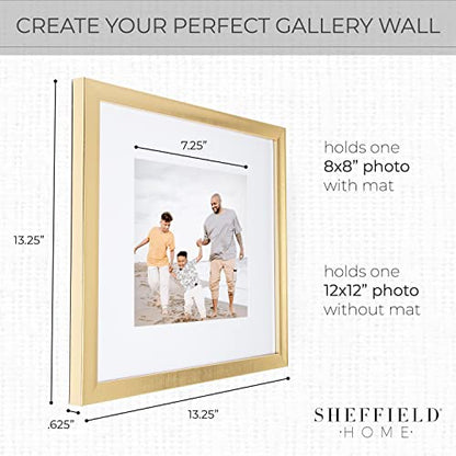Sheffield Home 9 Piece Gallery Wall Frame Set, 12x12 in. Matted to 8x8 in. (Gold) - color: Gold, size: 12x12 Inch