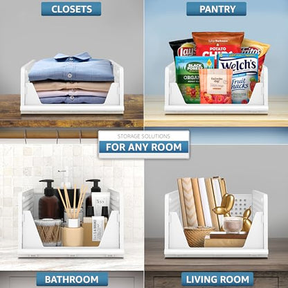 Sorbus Shelf Organizer - Closet Shelf Organizer for Clothes, Closet, Bathroom, Kitchen, Garage - Plastic Stackable Shelf Organizer Baskets - Open Front Design Under Shelf Organizer - size: 2 Small 2 Medium