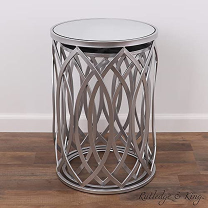 Nested Metal Side Tables - Set of 2 for Living Room & Bedroom (Silver) - color: Trinity - Silver