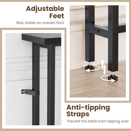 GRLEAF 102 Inch Narrow Sofa Table with Power Outlets, Extra Long Console Table Behind Couch Table with Charging Station, Skinny Entryway Table Thin Table for Living Room, Narrow Spaces (Black) - color: Black, size: 102IN
