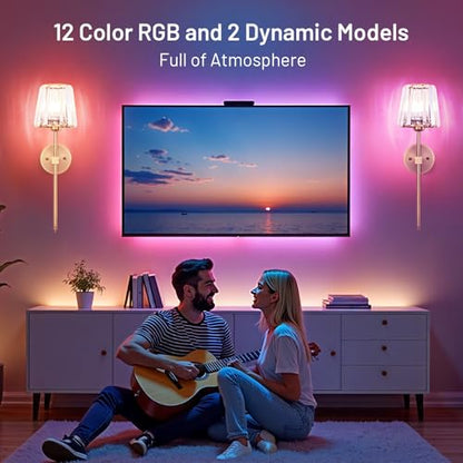 Crystal Battery Operated Wall Sconces Set of 2, Brass Rechargeable Wireless Wall Lights with Crystal Lampshade, 12 RGB and 3CCT Dimmable Wall Lamp with Remote for Bedroom Living Room Hallway - color: Brass