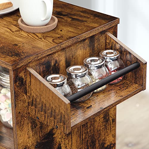 HOOBRO Kitchen Island, Storage Cabinet with Drawer, Kitchen Cart with Spice and Towel Rack, Saving Space, Easy Assembly, for Living Room, Rustic Brown BF12ZD01 - color: Rustic Brown