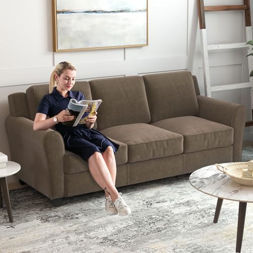 Bonzy Home 2 Piece Sofa Set, 3-Seater Sofa Couch Set of 2, Modern Comfy Sofa with Thick Cushion for Living Room Apartment Office, Brown - color: Brown, size: 80.7"+80.7"(3 + 3 Seat)