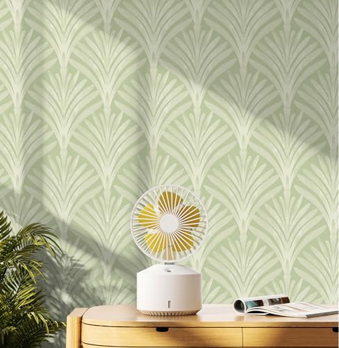 Hopepak Peel and Stick Wallpaper Sage Green Leaf Contact Paper Boho Self Adhesive Wall Paper Removable Renter Friendly Wallpaper for Bedroom Bathroom Cabinet Vinyl Rolls 16.1''x78.7'' - color: Sage Green, size: 16.1" x 78.7"