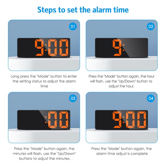 AMIR Digital Alarm Clock, LED Clock for Bedroom, Electronic Desktop Clock with Temperature Display, Adjustable Brightness, Voice Control, 12/24H, 6.3" Large Display for Home, Bedroom, Office | Temperature Display, Voice Control, Dimmable Brightness, 12/24