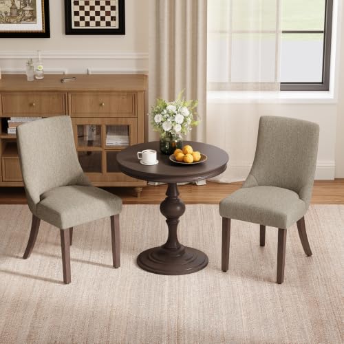 MALOL Wooden Dining Chairs Set of 2, Upholstered Kitchen & Dining Room Chairs with Solid Wood Legs Curved Backrest Farmhouse Accent Chair for Dining/Kitchen/Living Room, Camel - color: Camel, size: Set of 2