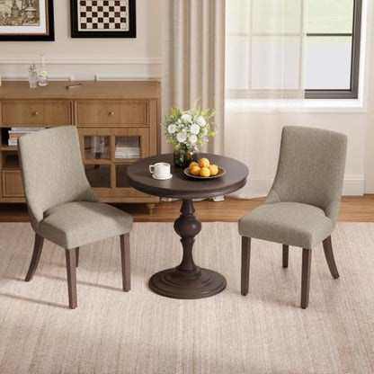 MALOL Wooden Dining Chairs Set of 2, Upholstered Kitchen & Dining Room Chairs with Solid Wood Legs Curved Backrest Farmhouse Accent Chair for Dining/Kitchen/Living Room, Camel - color: Camel, size: Set of 2