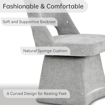 VKNOW Upholstered Swivel Dining Chair with Curved Open Back | Modern Dining Room Chairs with Chenille Fabric, Space-saving, Easy Assembly, for Dining Room, Living Room, Bedroom, Gray - color: Grey