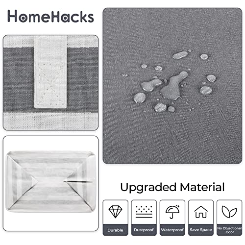 HomeHacks 2-Pack Large Laundry Basket, Waterproof, Freestanding Laundry Hamper, Collapsible Tall Clothes Hamper with Extended Handles for Clothes Toys in the Dorm and Family Gradient Grey, 88L | Waterproof, Freestanding, Collapsible Clothes Hamper with Re