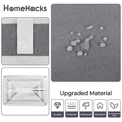 HomeHacks 2-Pack Large Laundry Basket, Waterproof, Freestanding Laundry Hamper, Collapsible Tall Clothes Hamper with Extended Handles for Clothes Toys in the Dorm and Family Gradient Grey, 88L | Waterproof, Freestanding, Collapsible Clothes Hamper with Re