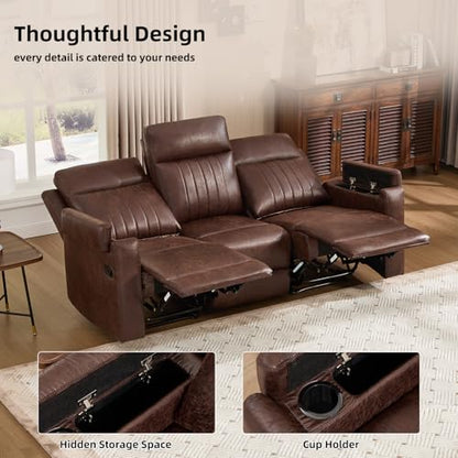 Manual Faux Leather Loveseat and Recliner Sofa Set, Wall-Hugger Reclining Living Room Furniture Set, 2-Seater Recliner Chair, 3-Seat Reclining Sofa Couches for Living Room, Villa, R-Brown, 2+3 - color: Red Brown, size: 58"W+79"W（2+3）