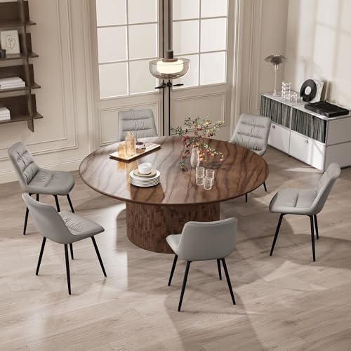 Kidol & Shellder Dining Chairs Set of 2, Faux Leather Upholstered Kitchen Chairs with Metel Legs, Mid Century Modern Side Chair for Dining Room, Living Room, Lounge, Restaurant, Gray - color: Light Grey
