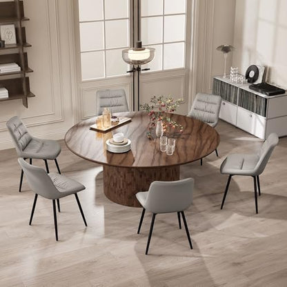 Kidol & Shellder Dining Chairs Set of 2, Faux Leather Upholstered Kitchen Chairs with Metel Legs, Mid Century Modern Side Chair for Dining Room, Living Room, Lounge, Restaurant, Gray - color: Light Grey
