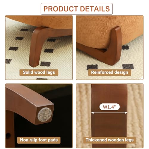 Chifee & Vingol Modern Accent Chair Armless Lounge Chairs with Wood Leg & Pillow Comfy Upholstered Reading Chair for Living Room Bedroom,Caramel - color: 28"-caramel