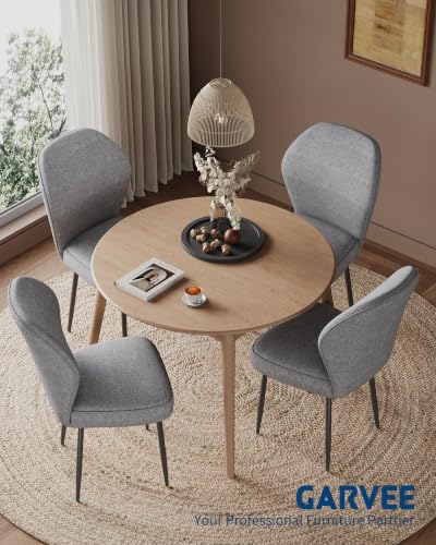 Garvee Linen Dining Chairs Set of 4, Modern Fabric Upholstered Kitchen Side Chairs with Metal Pegs, Grey - color: Grey, size: Set of 4