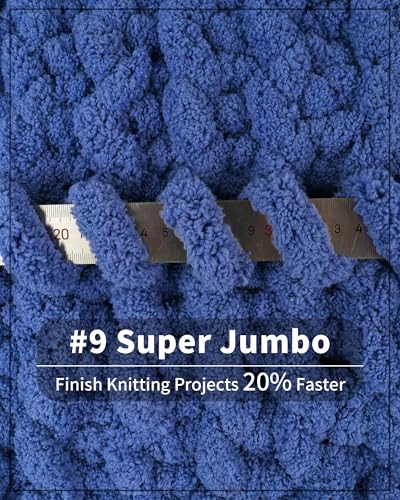 Cozyful Chunky Yarn for Hand Knitting, #9 Thick Jumbo Big Chunky Yarn for Crocheting, Super Chunky Knit Blanket Yarns, Large Chunky Chenille Yarns, 8 Pack (30 yds 8 oz Each Skein), Country Blue - color: Country Blue