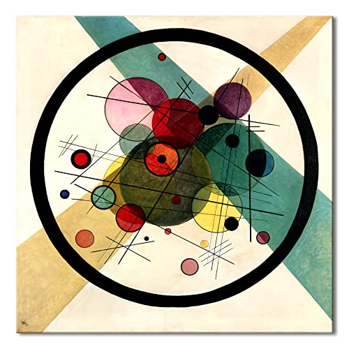 Wieco Art Canvas Prints Wall Art Circles in a Circle, 1923 by Wassily Kandinsky Classic Abstract Art Reproductions Canvas Wall Art for Living Room Home Decor Wall Decorations - size: 24"L x 24"W