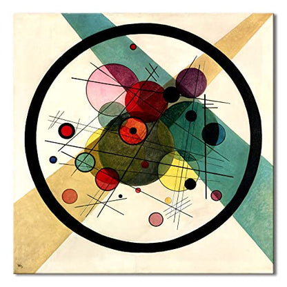 Wieco Art Canvas Prints Wall Art Circles in a Circle, 1923 by Wassily Kandinsky Classic Abstract Art Reproductions Canvas Wall Art for Living Room Home Decor Wall Decorations - size: 24"L x 24"W