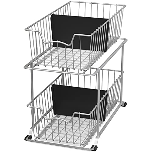 Simple Houseware 2 Tier Cabinet Wire Basket Drawer Organizer, Grey - color: Grey